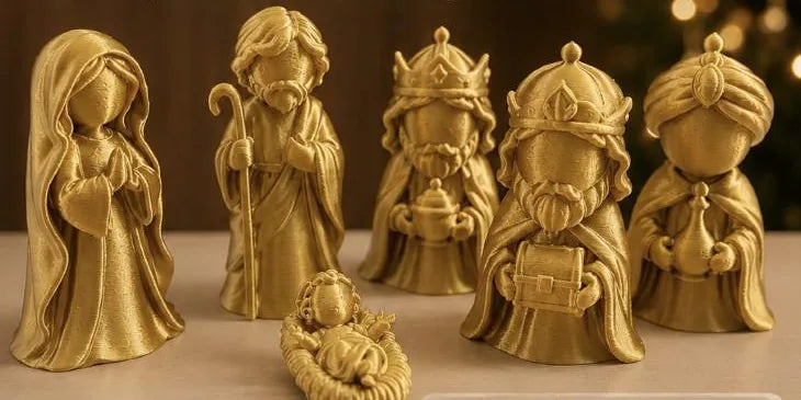 Presépio dourado impresso em 3D